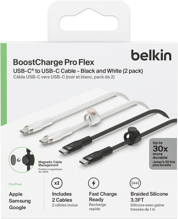 Productafbeelding Belkin USB-C naar USB-C Gevlochten Silicone 1m Tweeling (1 m, USB 2.0, 60 W)
