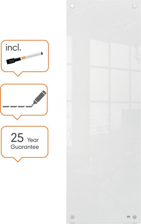 Actual product image Nobo Glassboard 90 cm x 30 cm, White (30 x 90 cm)