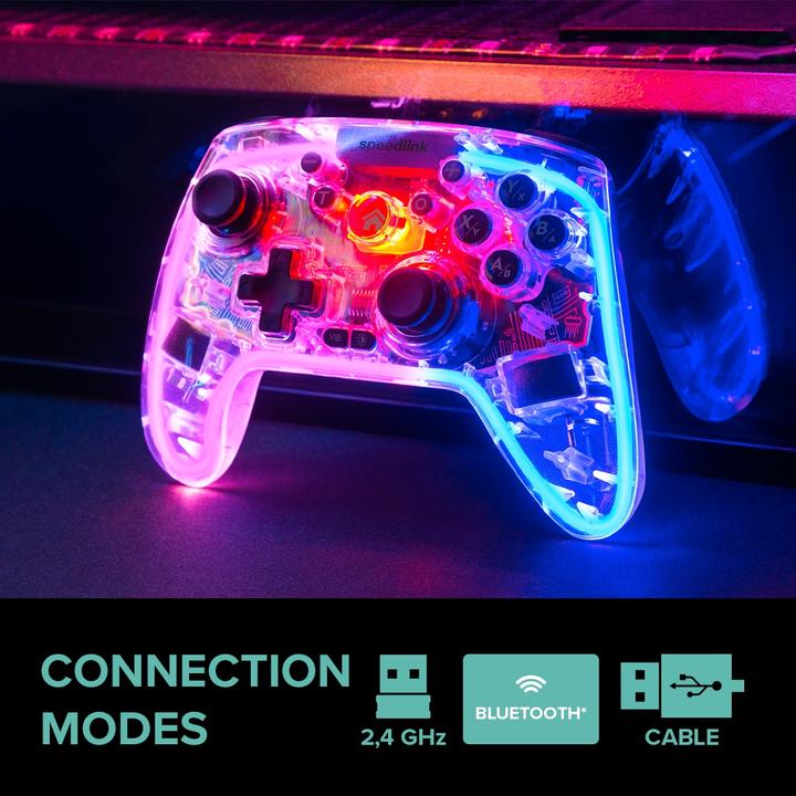 Produktbild Speedlink RAIT NX RGB Gamepad - Wireless/Wired - for PC/Android/Switch OLED/Lite, clear transparent (PC)