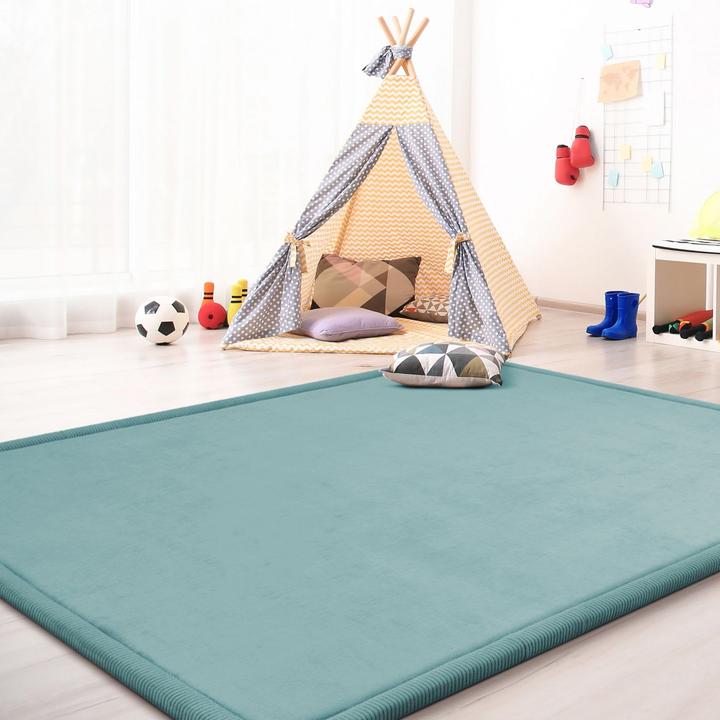 Produktbild TT Home Krabbelmatte Babyzimmer Teppich Spielmatte Kinder Unifarben Rutschfest Flauschig