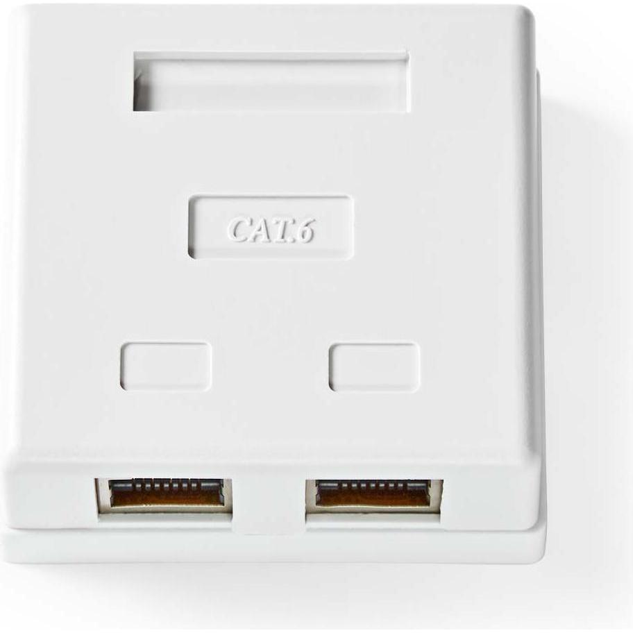 Nedis Network Wall Box On-Wall 2 Port(s) STP CAT6 Straight Female Gold Plated PVC White Polybag, Video Converter