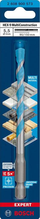 Produktbild Bosch Professional Zubehör EXPERT HEX-9 MultiConstruction Bohrer, 5,5 x 90 x 150 mm (5.5 mm)