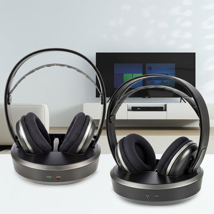 Produktbild Nedis 2er-Set Kabelloser Funk Stereo Fernsehkopfhörer, 100 m Reichweite (11 h, Kabellos)