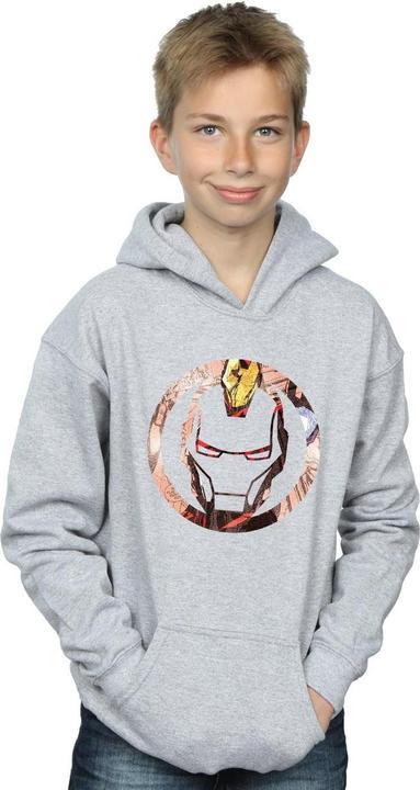 Immagine prodotto Iron Man Montage Symbol Felpa con Cappuccio Ragazzi (128)