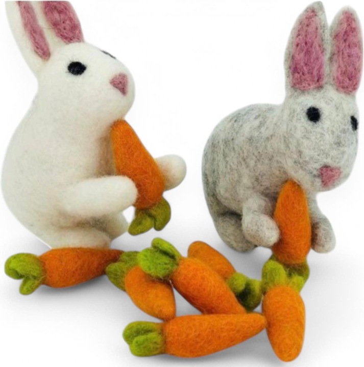 Produktbild sense&purpose Filztier Hase grau mit Rübe (1 x)