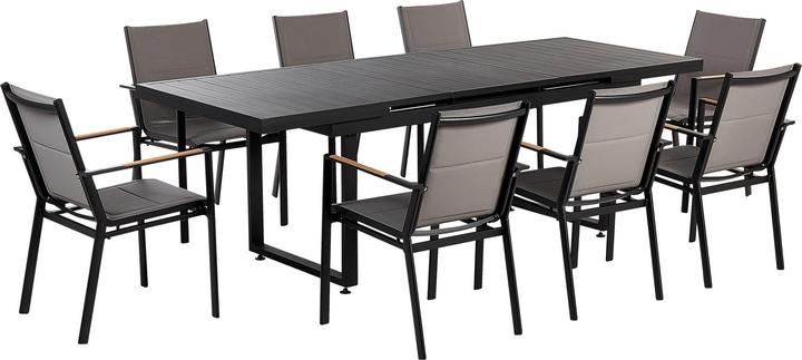 Actual product image Beliani Garden furniture set aluminium black / grey 8-seater VALCANETTO/BUSSETO (240 x 90 x 78 cm)