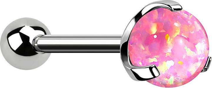 Actual product image Star Piercing Micro Threadless Barbell silber mit Kugel und Kugel Opal pink gefasst (Titanium, without brass)