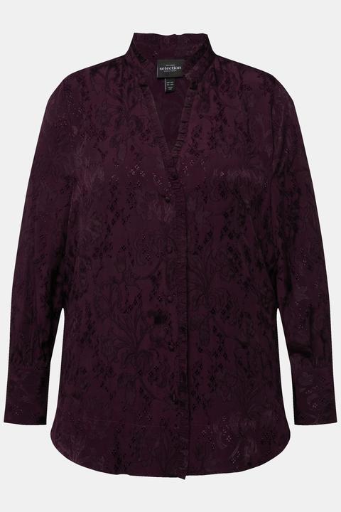 Actual product image Ulla Popken Jacquard Long Sleeve Button Down Blouse (46, 48)
