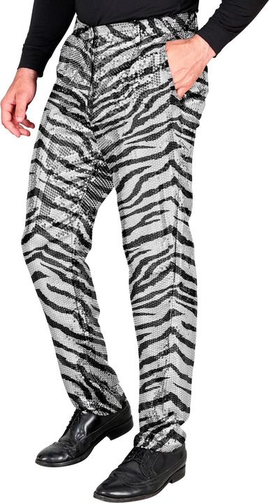 Immagine prodotto Widmann Pantaloni da uomo con paillettes in look zebrato nero/argento (M)