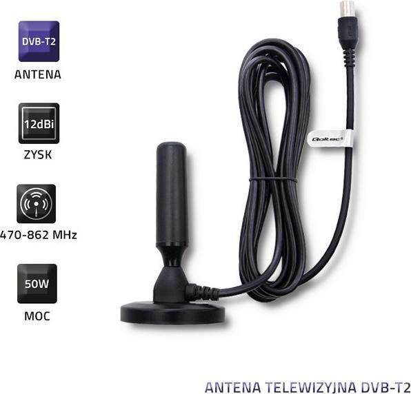 Actual product image Qoltec TV-Antenne DVB-T2 (Monopole antenna, DVB-T / -T2)