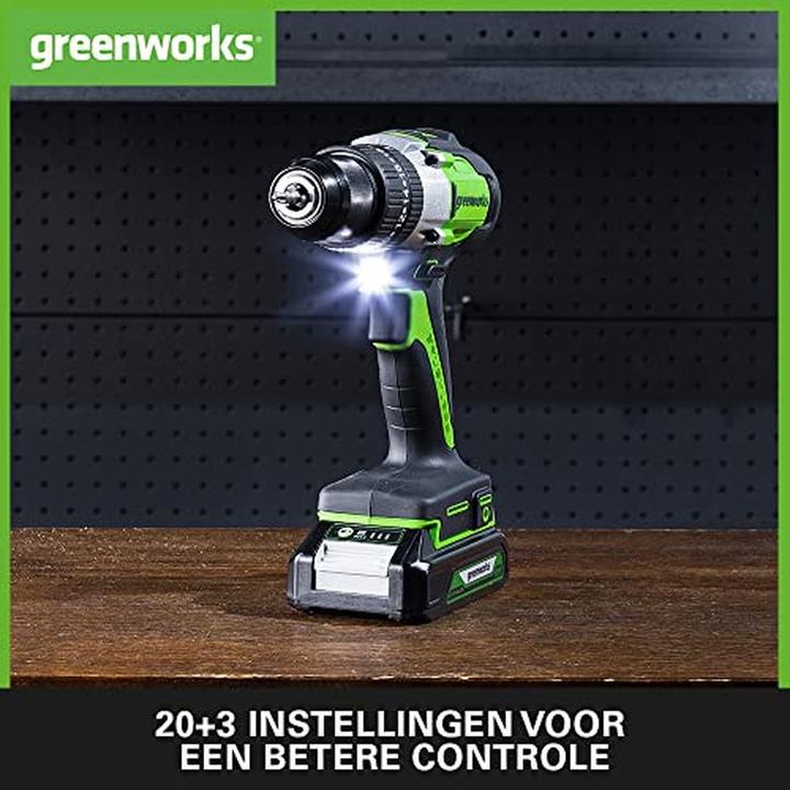 Immagine prodotto Greenworks GD24DD60 avvitatore / trapano a batteria (60N.m) 24V senza batteria e caricatore