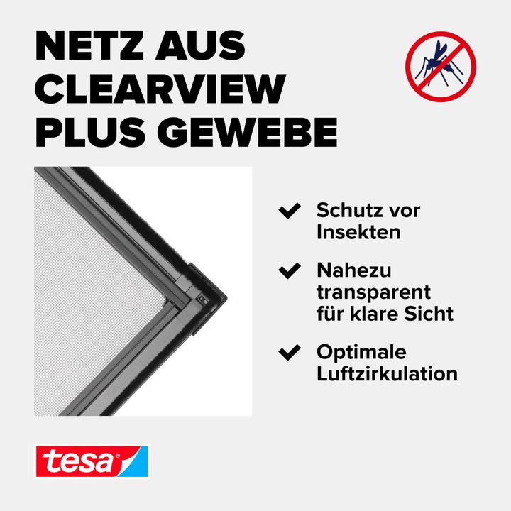 Actual product image tesa Insect screen Alu COMFORT for windows, with aluminium frame, without drilling (120 x 150 cm)