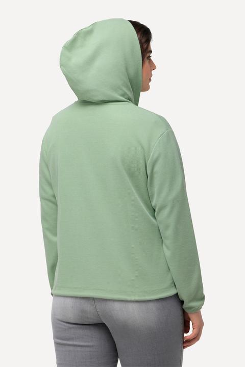 Produktbild Ulla Popken Sweatjacke, Piqué-Struktur, Kapuze, Kaktus-Stickerei (42, 44)
