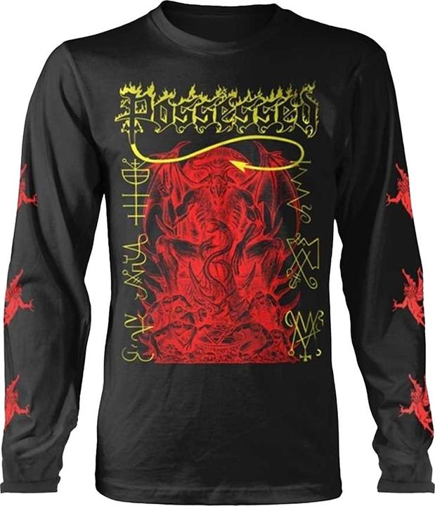 Actual product image Possessed Unisex Adult Baphomet Back Print Long-Sleeved T-Shirt (XL)