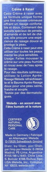 Valeurs nutritives et ingrédients Weleda Rasiercreme (75 ml, Crème à raser)