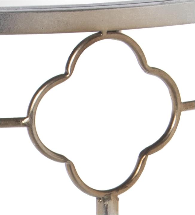 Tavolo d'Ingresso in Metallo Argentato con Specchio Semicircolare in Vetro (60 x 30.50 x 75 cm)