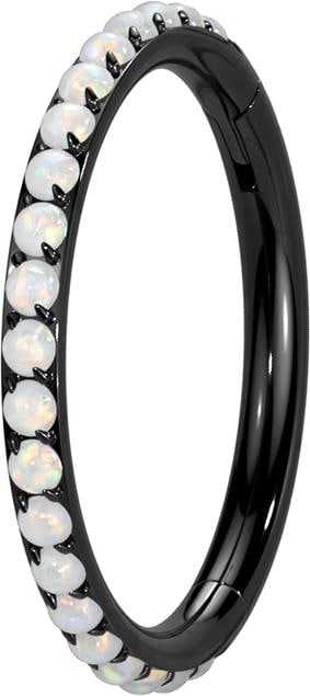 Produktbild Star Piercing Micro Segmentring klappbar schwarz seitlich Opale weiss (ohne Messing, Titan G23)