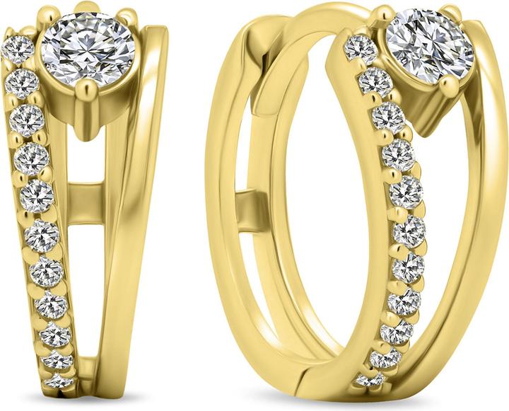 Produktbild Brilio Silver - Dazzling round gold-plated earrings with zircons EA503Y