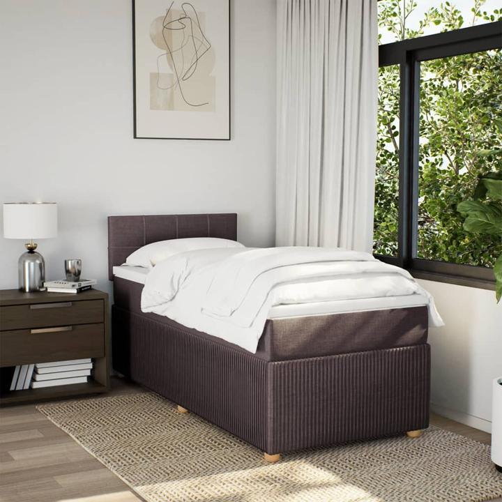 Produktbild VidaXL Boxspringbett Polsterbett Bett mit Matratze Dunkelbraun 80x200cm Stoff (80 x 200 cm)