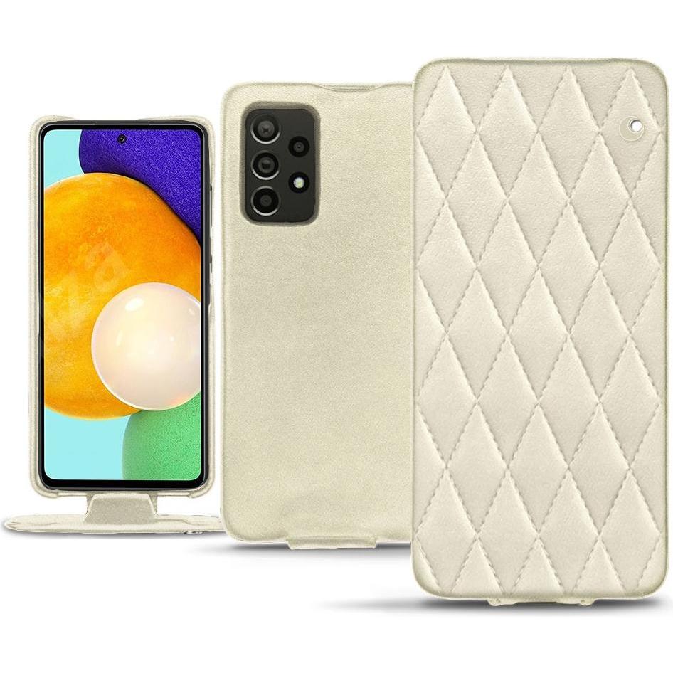 Noreve Lederschutzhülle vertikal (Samsung Galaxy A52), Smartphone Hülle, Weiss