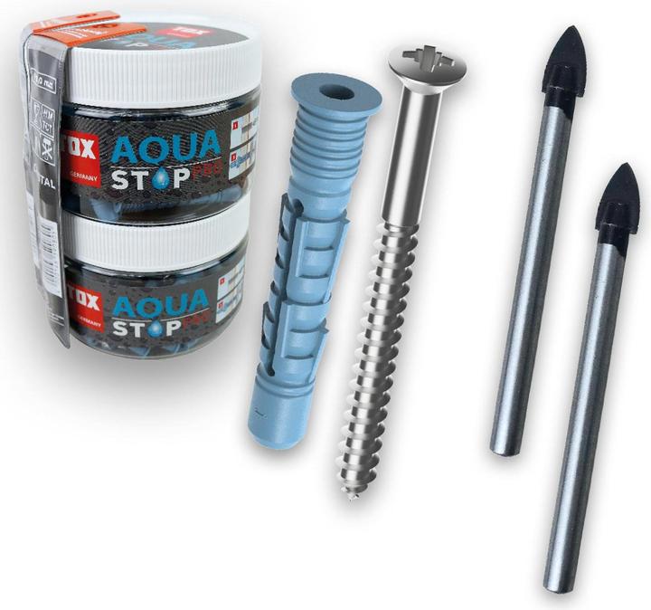 Produktbild Tox Allzweckdübel Aqua Stop Pro 62tlg. 6x38/8x50 mm + Schraube + Bohrer in Runddose (62 Stk.)