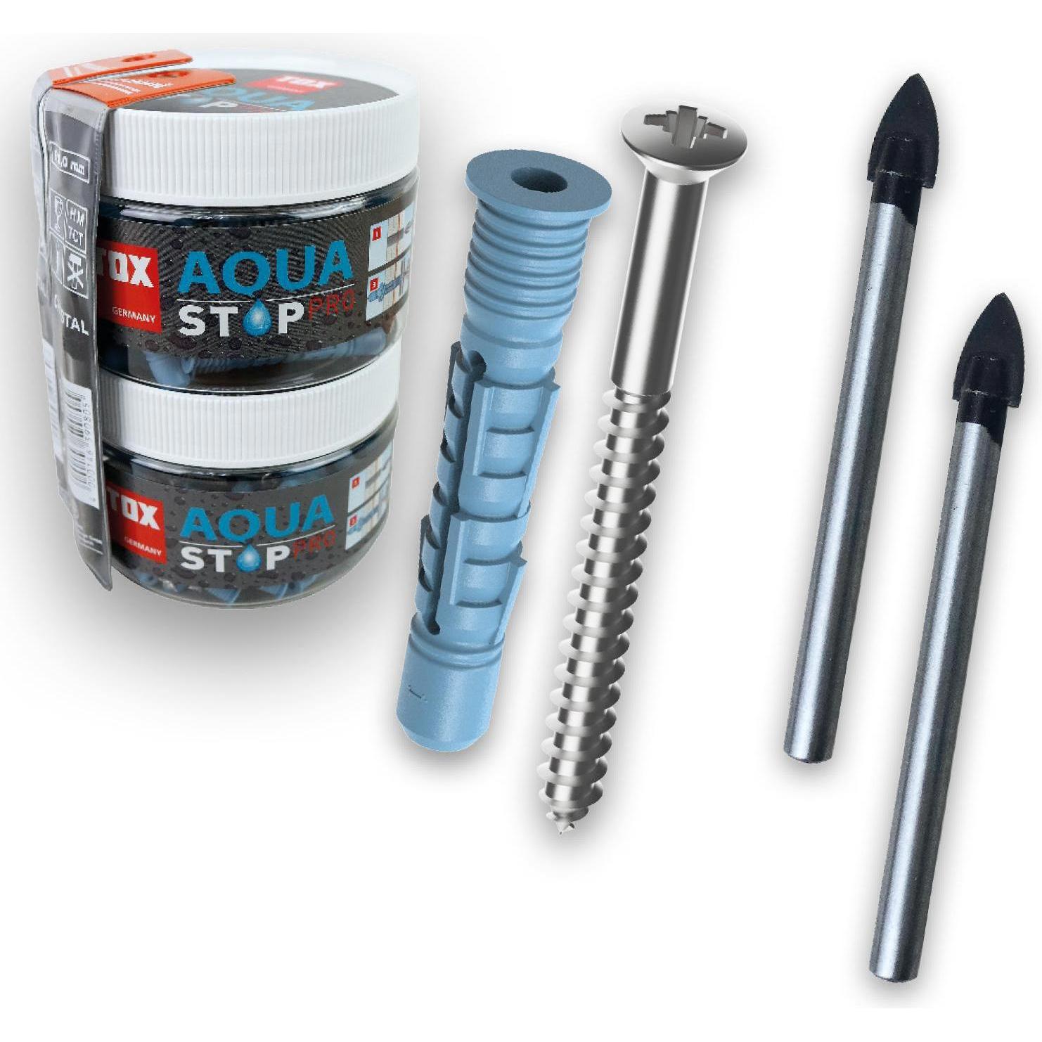 Tox, Dübel, Allzweckdübel Aqua Stop Pro 62tlg. 6x38/8x50 mm + Schraube + Bohrer in Runddose (62 Stk.)