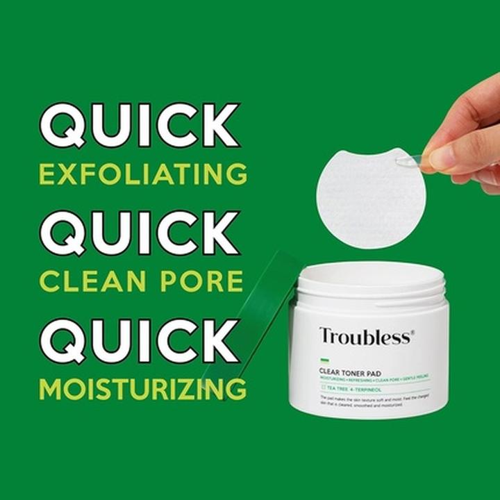 Image du produit Trouble Troubless Clear Toner Pad for Face Gentle Peeling and Facial Soothing (Tonique visage)