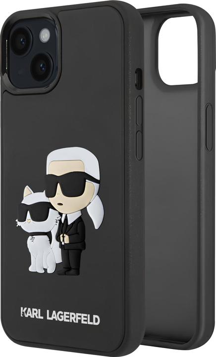 Produktbild Karl Lagerfeld Hülle 3D Rubber Karl & Choupette, Schwarz Series (Apple iPhone 15 Plus)