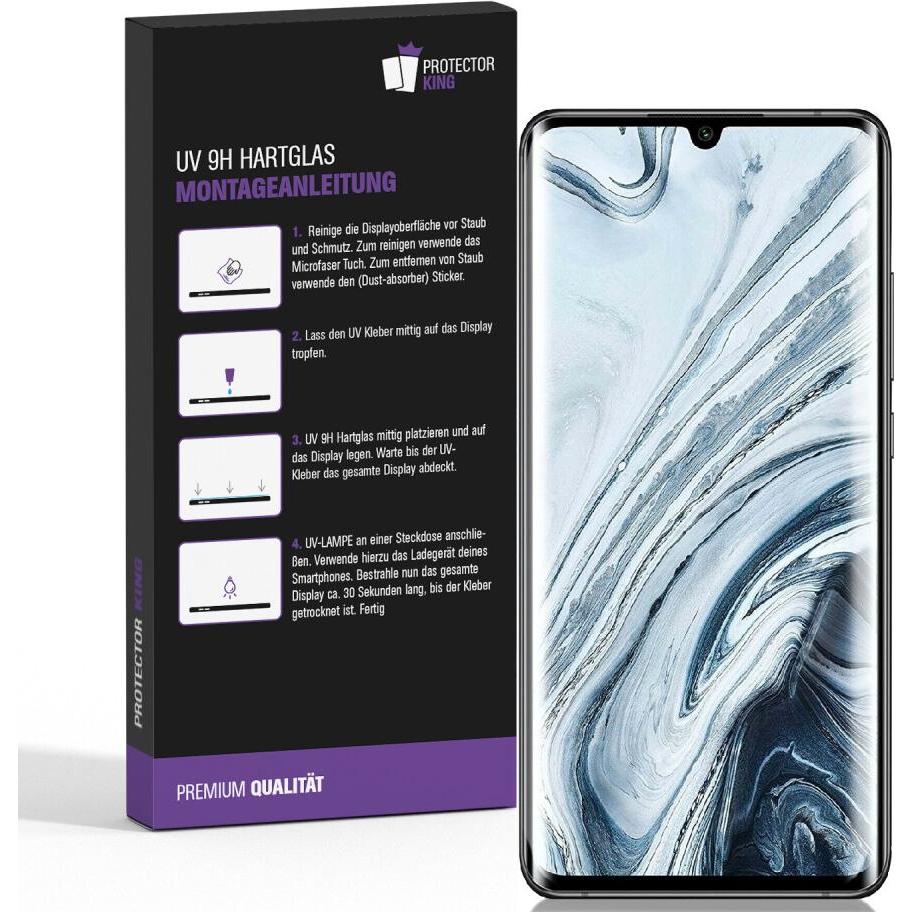 Thumbnail - Protectorking 1x tempered 9H Panzerglas HD KLAR UV-Liquid (1 Stück, Xiaomi Mi Note 10), Smartphone Schutzfolie