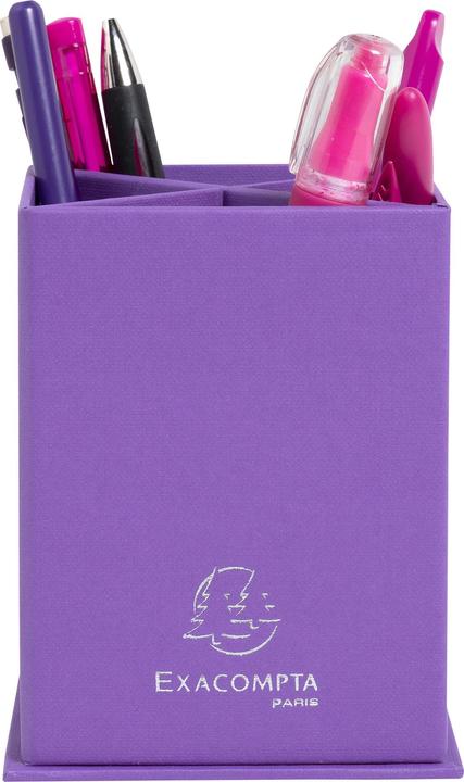 Image du produit Exacompta Pot à crayons carré 4 compartiments carton Teksto - Violet