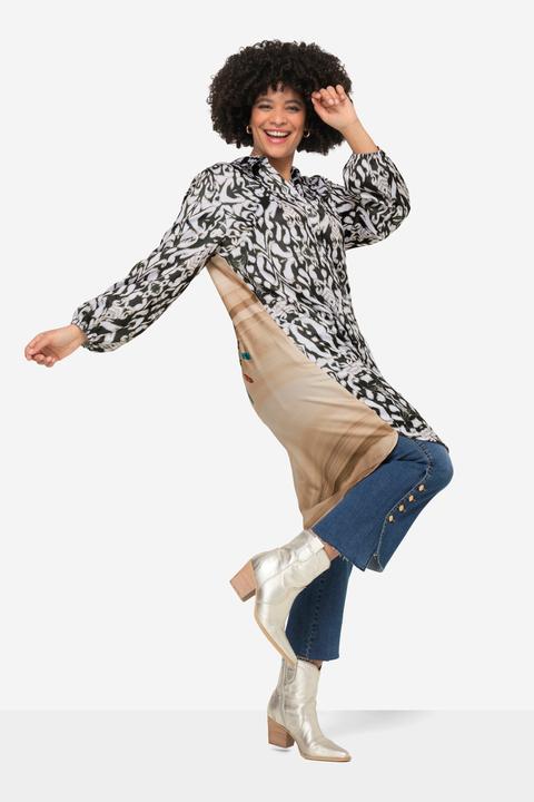 Produktbild Angel of Style Longbluse, Alloverdruck, Hemdkragen, Langarm, Seitenschlitze (54)