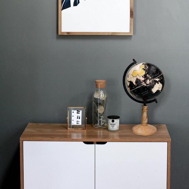 Produktbild Decofinder Globus Auf Fuss Schwarz Natur H: 40 cm (20 cm)
