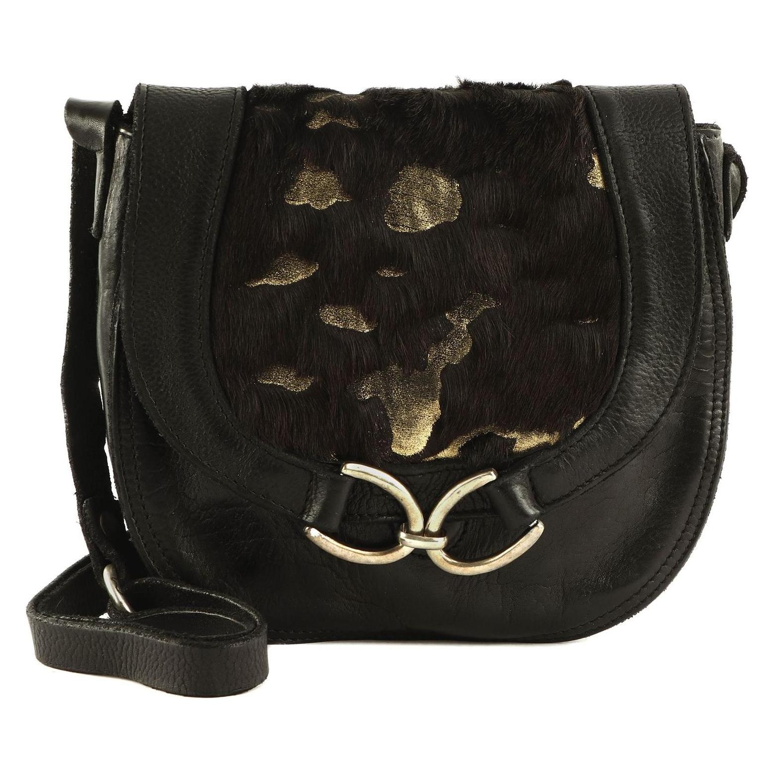 Campomaggi, Damen, Handtasche, Crossbody Medium, Schwarz, Gold