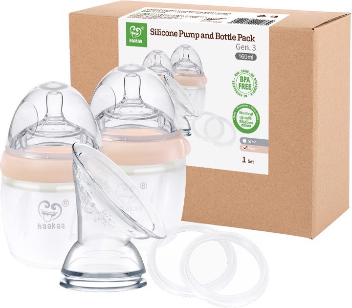 Actual product image Haakaa Generation 3 Breast Pump + Bottle Set 160ml - Grey