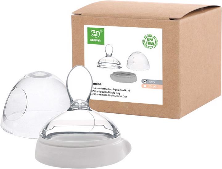 Actual product image Haakaa Generation 3 Drinking Bottle Attachment Feeding Spoon Set - Grey