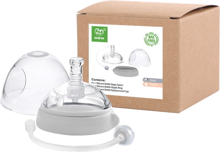 Actual product image Haakaa Generaion 3 Drinking Bottle Attachment with Automatic Straw Set - Grey