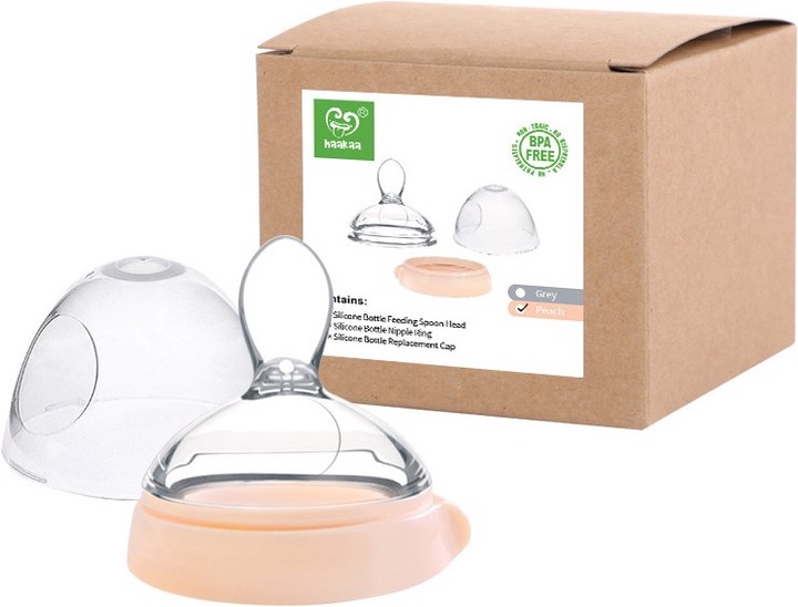 Actual product image Haakaa Generation 3 Drinking Bottle Attachment Feeding Spoon Set - Peach