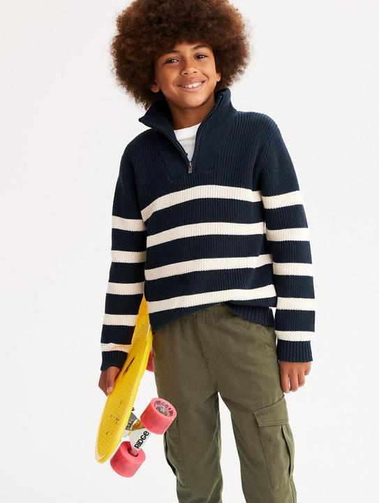 Image du produit La Redoute Collections Grobstrickpullover mit Troyerkragen und Streifen