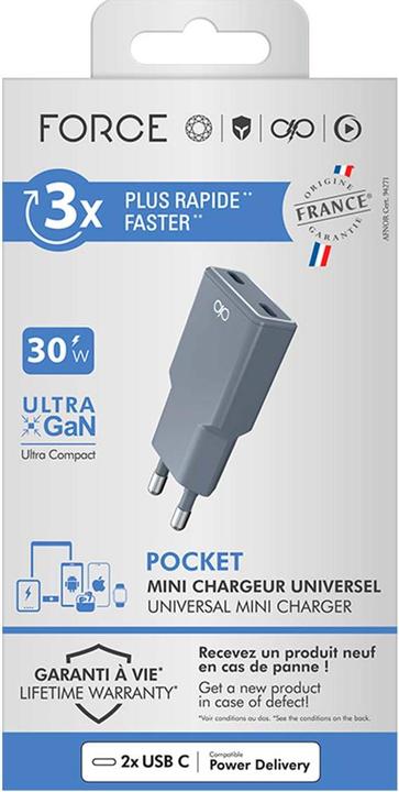 Actual product image Force Power Ladegerät 2×USB-C 30W GaN Schnell (30 W, 2 ports)