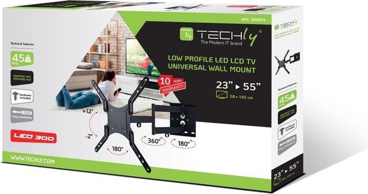 Immagine prodotto Techly Supporto a parete per TV LCD (Muro, 55", 45 kg)
