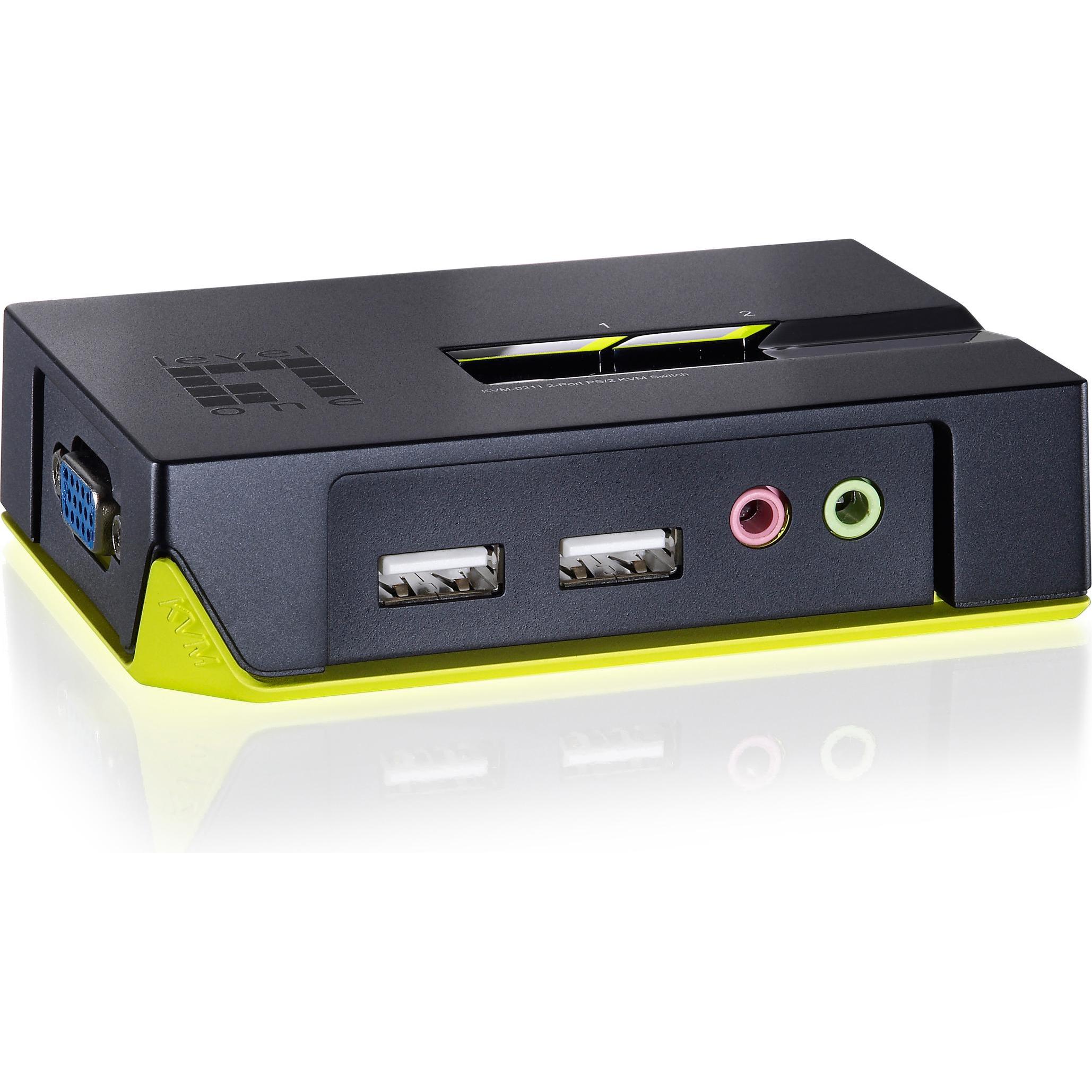 LevelOne Level One KVM-0221, KVM Switch, Schwarz, Grün