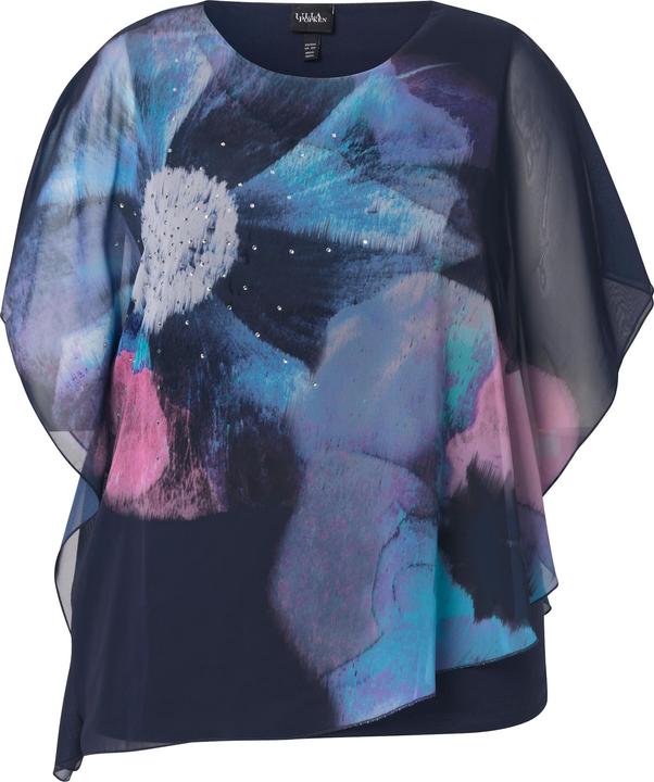 Produktbild Ulla Popken Chiffonbluse, Blüten, Oversized, Rundhals, Halbarm (54)