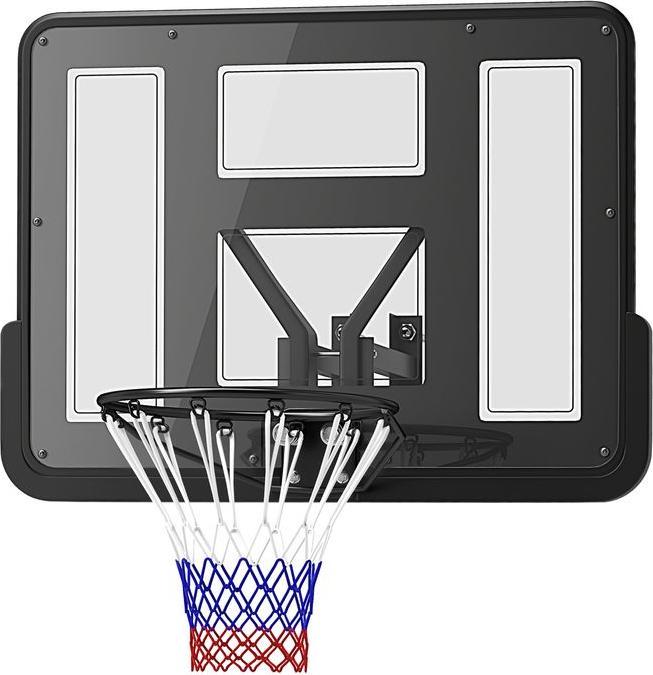 Swisshandel24 Basketballkorb mit Rückwand für Outdoor & Indoor Wandmontage Schwarz