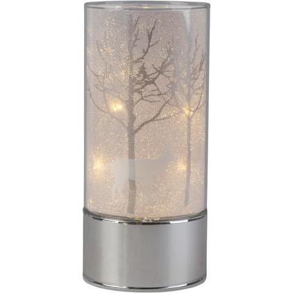 MICA Living, Weihnachtsbeleuchtung, Glaszylinder - Hirsch im Wald mit LED - ca. 9 x 9 x 20 cm
