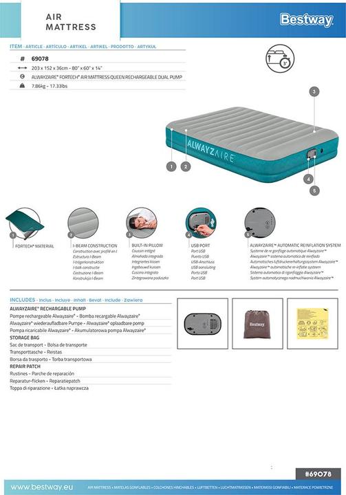 Etichetta energetica Bestway AlwayzAire (152 x 203 cm)