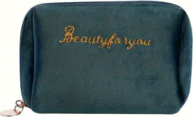 Only-Bags.Store Weicher Buchstabe Stickerei Mini-Kosmetiktasche, Reissverschluss solide Farbe niedlich Make-up-Münze