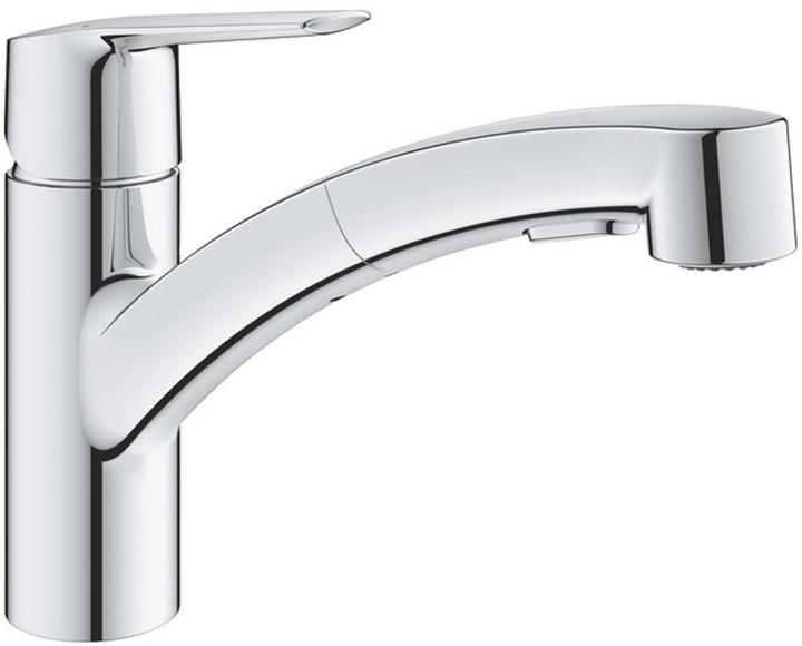 Grohe Start QuickFix, Küchenarmatur, herausziehbar, schwenkbarer Auslauf, mit 2 Strahlarten, chrom