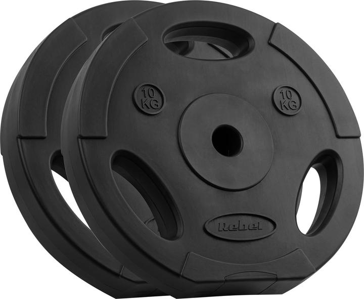 Actual product image Rebel Bituminous weight set 2x10kg 31mm bore disc with handles ACTIVE (2 x 10 kg)