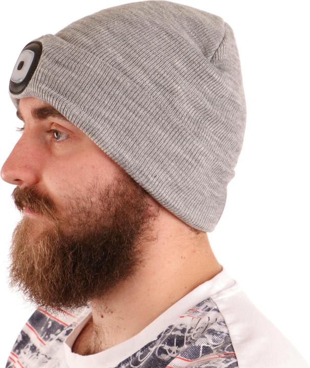 Produktbild Sixtol Cap mit Stirnlampe 180lm, wiederaufladbar, USB, Universalgrösse, Baumwolle/PE, hellgrau (180 lm)