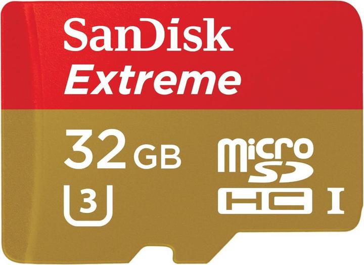 SanDisk Extreme microSDHC U3 mit Adapter (32 GB, microSDHC, U3, UHS-I)